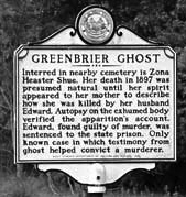 Greenbrier Ghost Highway Marker